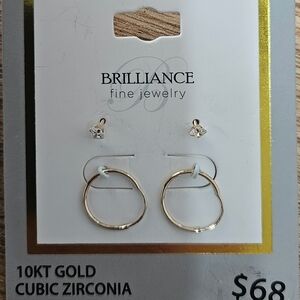 Brilliance 10KT Gold Earrings with Cubic Zirconia